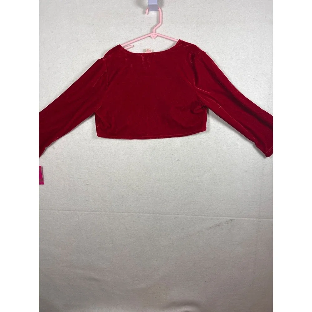Candie's Shrug Bolero Kids Size 16 Red NEW Velvet Open Front‎ Cropped Layering